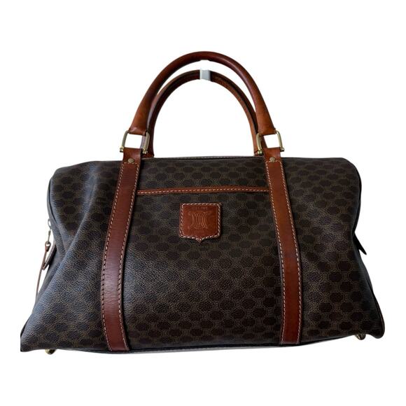 Celine Macadam Boston Bag Vintage Brown 2 Handle Classic Monogram Purse Handbag - Picture 4 of 16